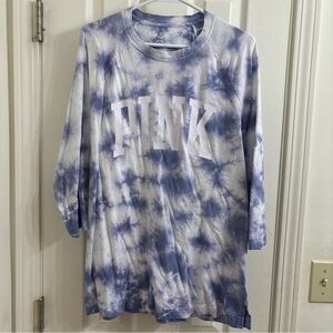 Pink Victoria Secret Womens M  3/4 Length sleeve Shirt Blue/Purple Tie Dye